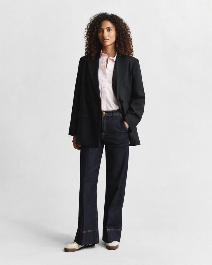 Gant Overhemdblouse REG POPLIN STRIPED SHIRT met een klein geborduurd logo op de borst - Foto 3