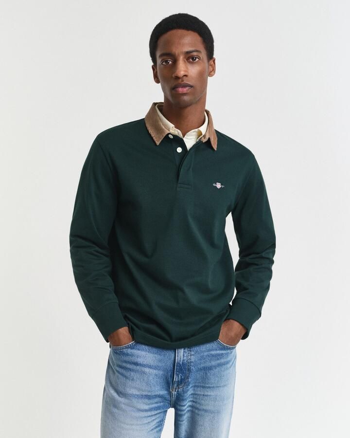 Gant Poloshirt met lange mouwen CORD COLLAR HEAVY RUGGER Corduroy kraag regular fit zijsplit - Foto 7