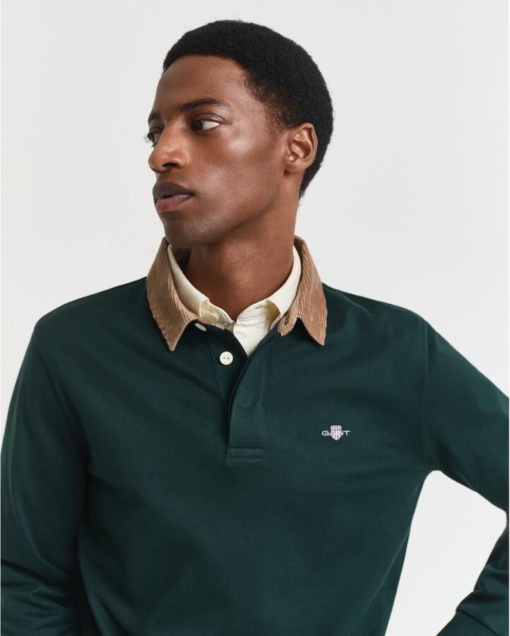 Gant Poloshirt met lange mouwen CORD COLLAR HEAVY RUGGER Corduroy kraag regular fit zijsplit - Foto 3