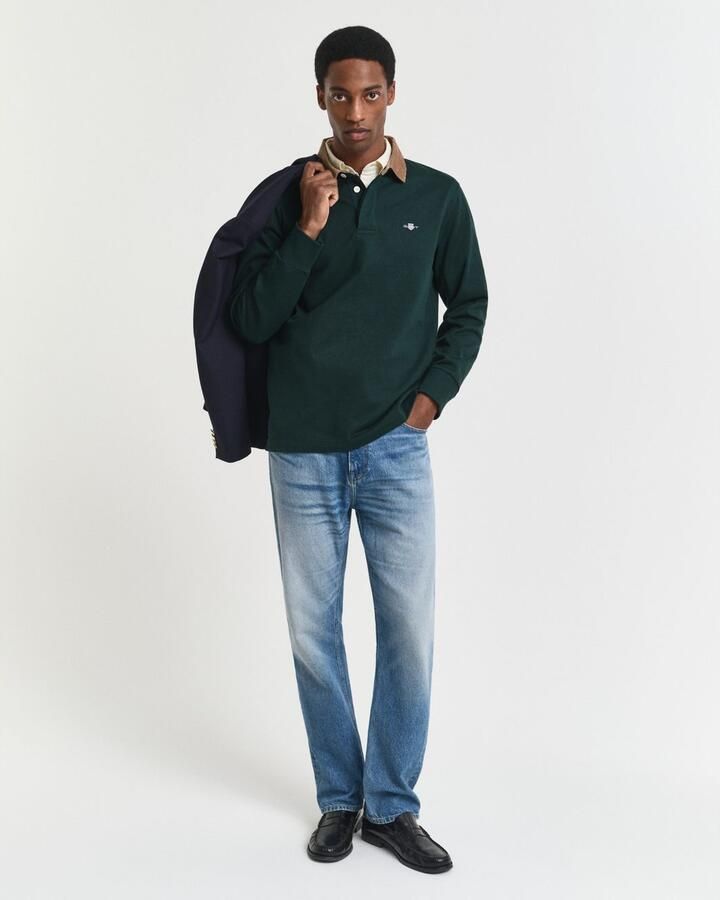 Gant Poloshirt met lange mouwen CORD COLLAR HEAVY RUGGER Corduroy kraag regular fit zijsplit - Foto 5
