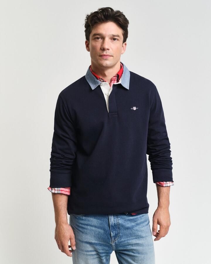 Gant Polo Shirt Lange Mouw Regular Chambray Heavy Rugger poloshirt met lange mouwen - Foto 12