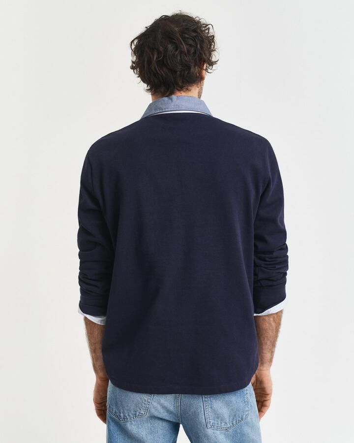 Gant Polo Shirt Lange Mouw Regular Chambray Heavy Rugger poloshirt met lange mouwen - Foto 5