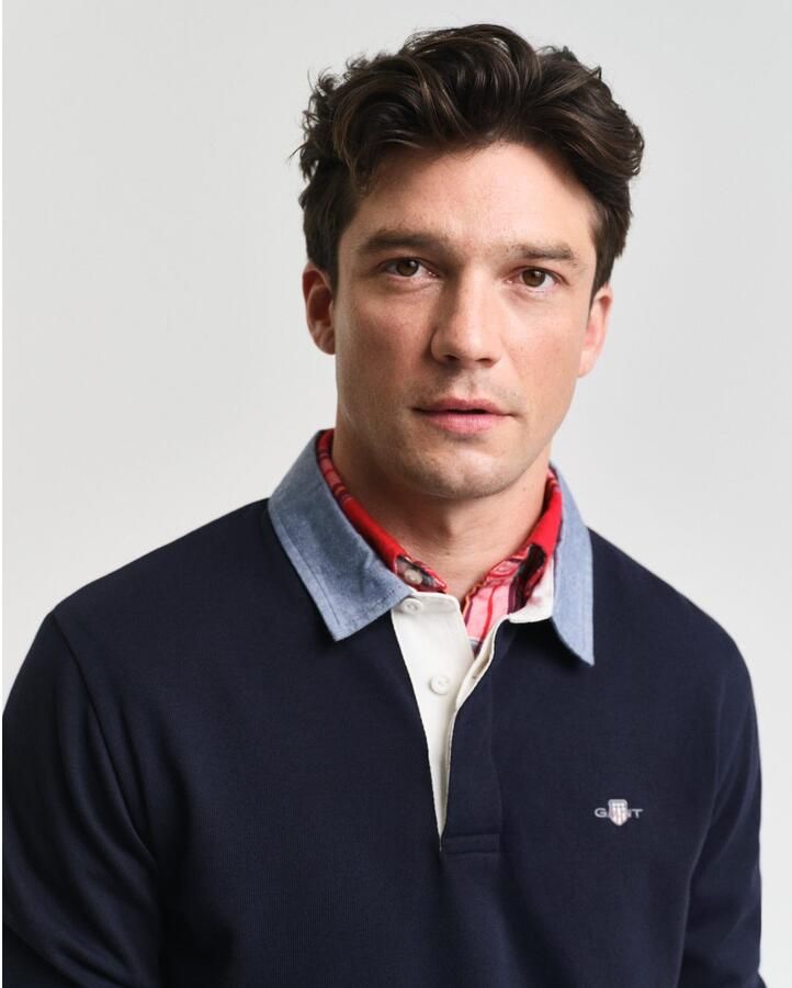 Gant Polo Shirt Lange Mouw Regular Chambray Heavy Rugger poloshirt met lange mouwen - Foto 2