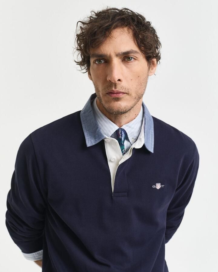 Gant Polo Shirt Lange Mouw Regular Chambray Heavy Rugger poloshirt met lange mouwen - Foto 6
