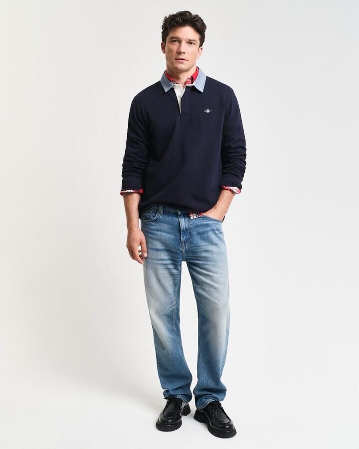 Gant Polo Shirt Lange Mouw Regular Chambray Heavy Rugger poloshirt met lange mouwen - Foto 7
