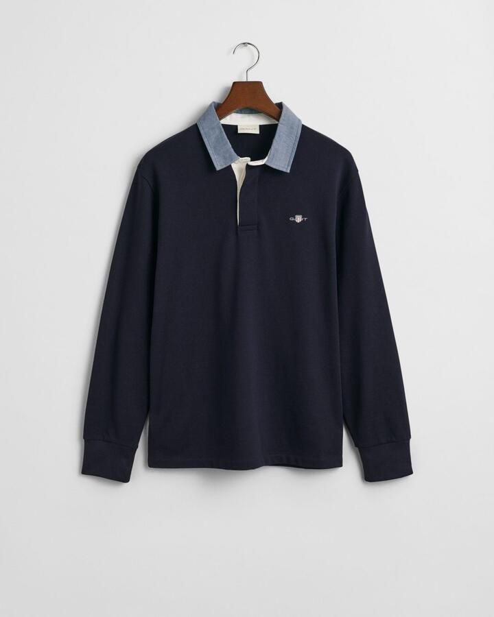 Gant Polo Shirt Lange Mouw Regular Chambray Heavy Rugger poloshirt met lange mouwen - Foto 8
