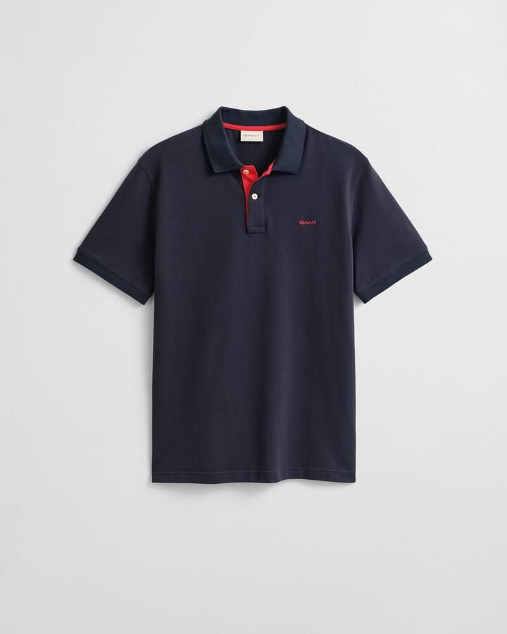 Gant Poloshirt REG CONTRAST PIQUE SS RUGGER met contrastkleurige inzetten - Foto 6