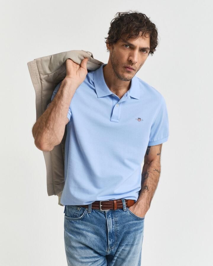 Gant Poloshirt REG SHIELD SS PIQUE POLO met logo en platte breikraag 100% katoen pique - Foto 5