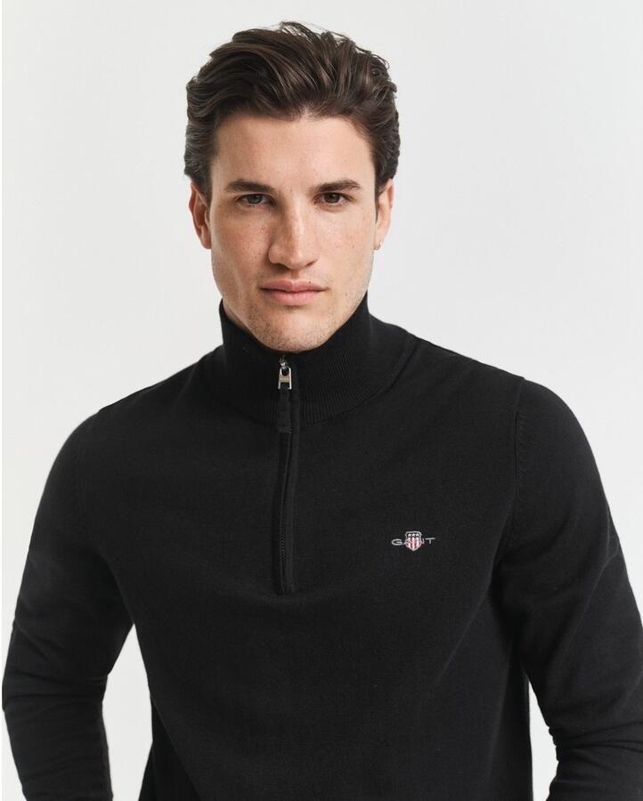 Gant Trui Klassiek gebreid katoen met halve rits - Foto 3