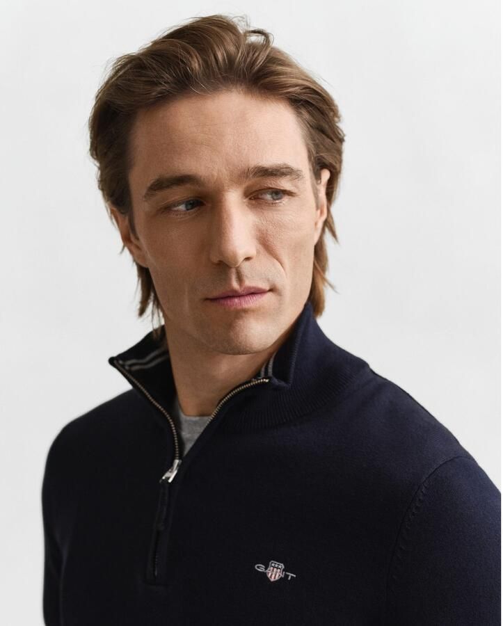 Gant Trui Klassiek gebreid katoen met halve rits - Foto 3