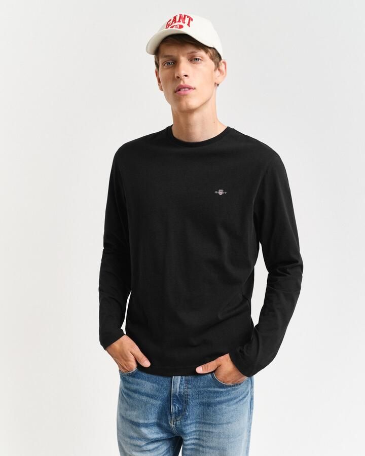 Gant Shirt met lange mouwen REG SHIELD LS T-SHIRT met logoborduursel op borsthoogte