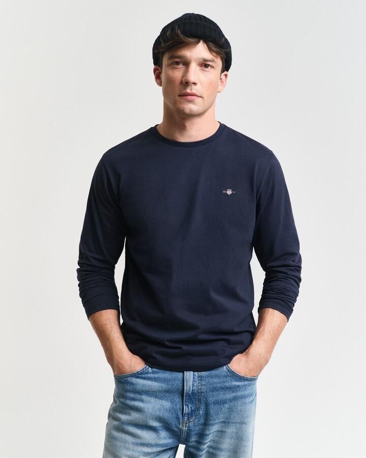 Gant Shirt met lange mouwen REG SHIELD LS T-SHIRT met logoborduursel op borsthoogte - Foto 2