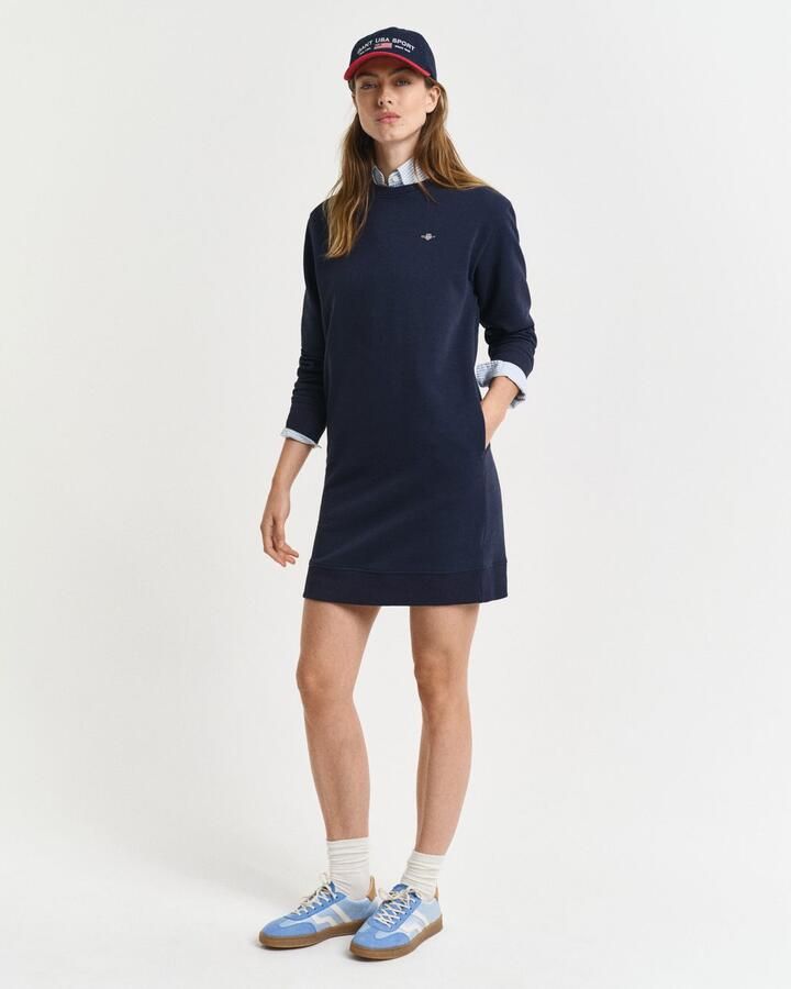 Gant Sweatjurk SHIELD C-NECK SWEAT DRESS Shield sweatjurk met ronde hals - Foto 5
