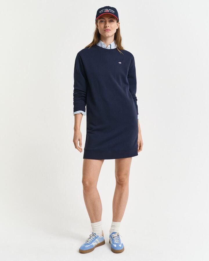 Gant Sweatjurk SHIELD C-NECK SWEAT DRESS Shield sweatjurk met ronde hals - Foto 7