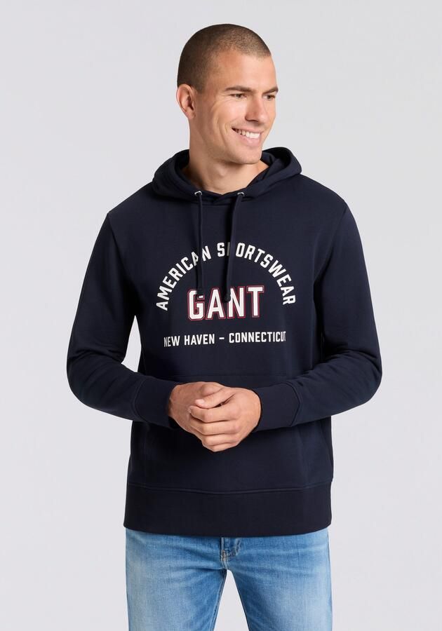 Gant Sweatshirt PRINTED GRAPHIC met capuchon regular fit kangoeroezak - Foto 4