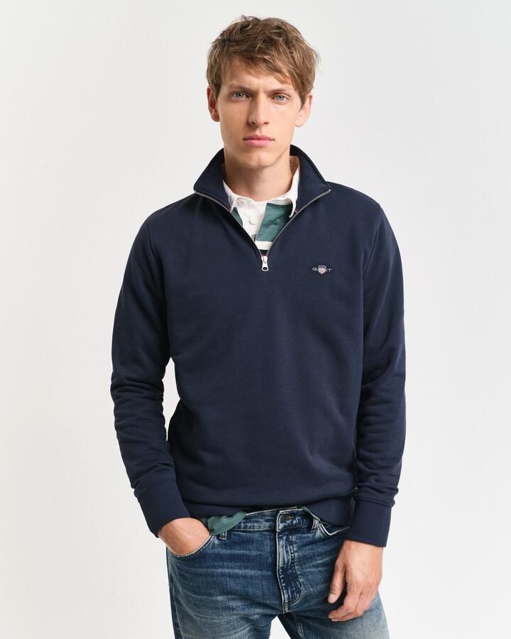Gant Sweatshirt REG SHIELD HALF ZIP SWEAT met logoborduursel op borsthoogte - Foto 3