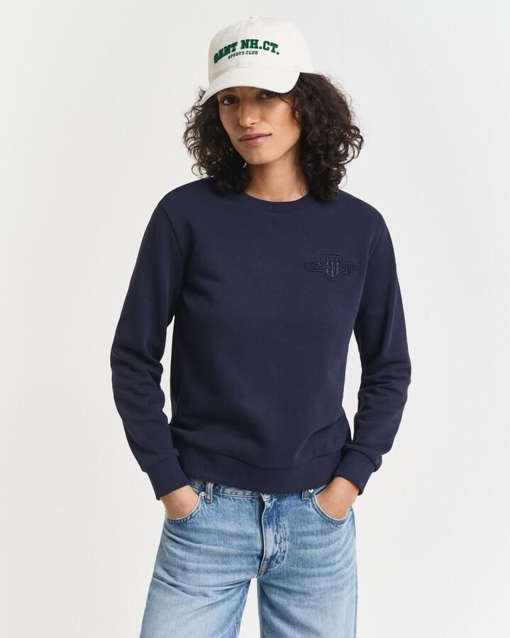 Gant Sweatshirt REG TONAL SHIELD C-NECK SWEAT Ton sur ton borduurwerk ronde hals - Foto 5