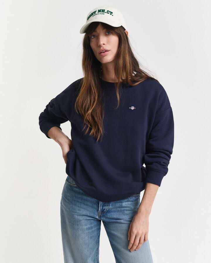 Gant Sweatshirt SHIELD C-NECK SWEAT Grafische -borduursel op de borst - Foto 13