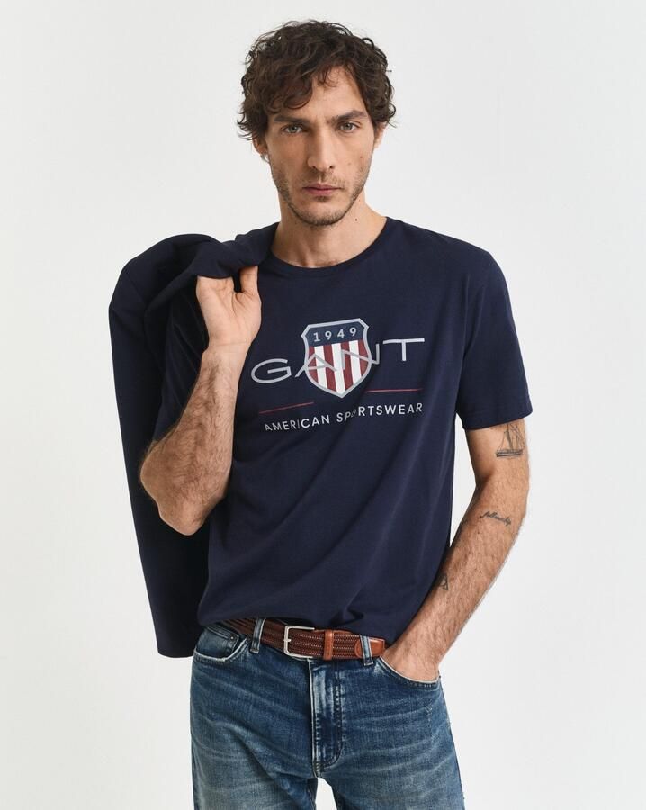 GANT T-shirt REG ARCHIVE met printopdruk donkerblauw - Foto 4