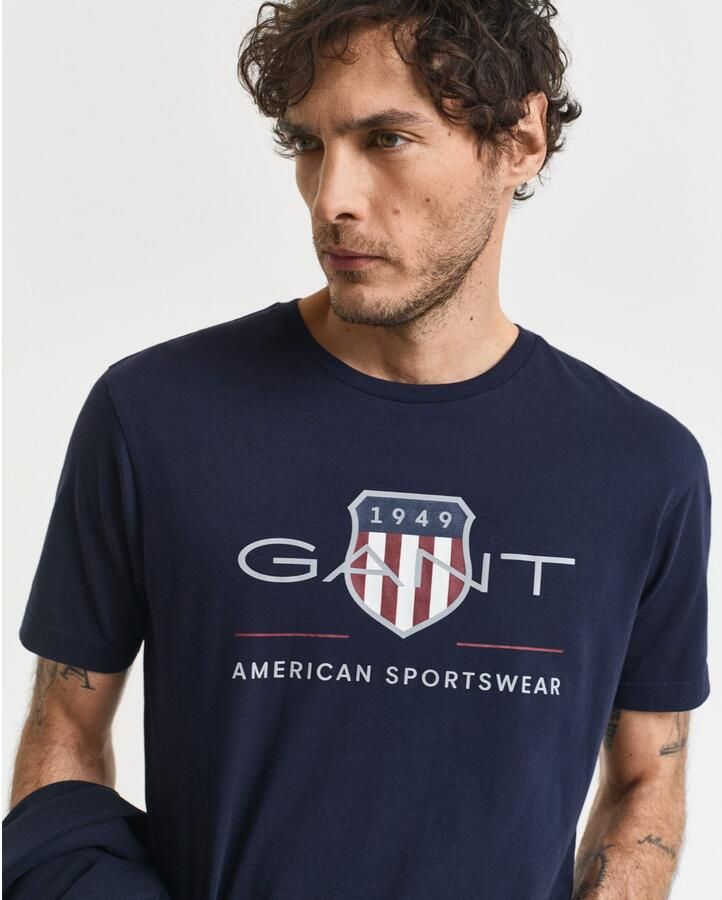 GANT T-shirt REG ARCHIVE met printopdruk donkerblauw
