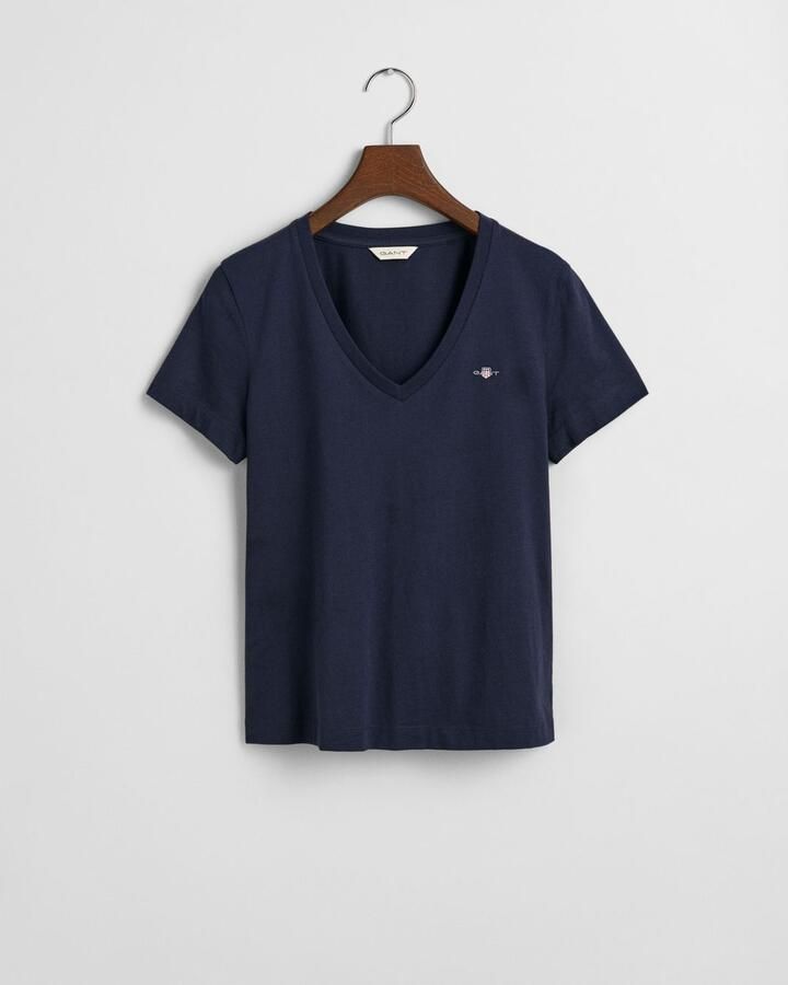 Gant T-shirt REG SHIELD KA V-NECK T-SHIRT met een klein geborduurd logo op de borst - Foto 9