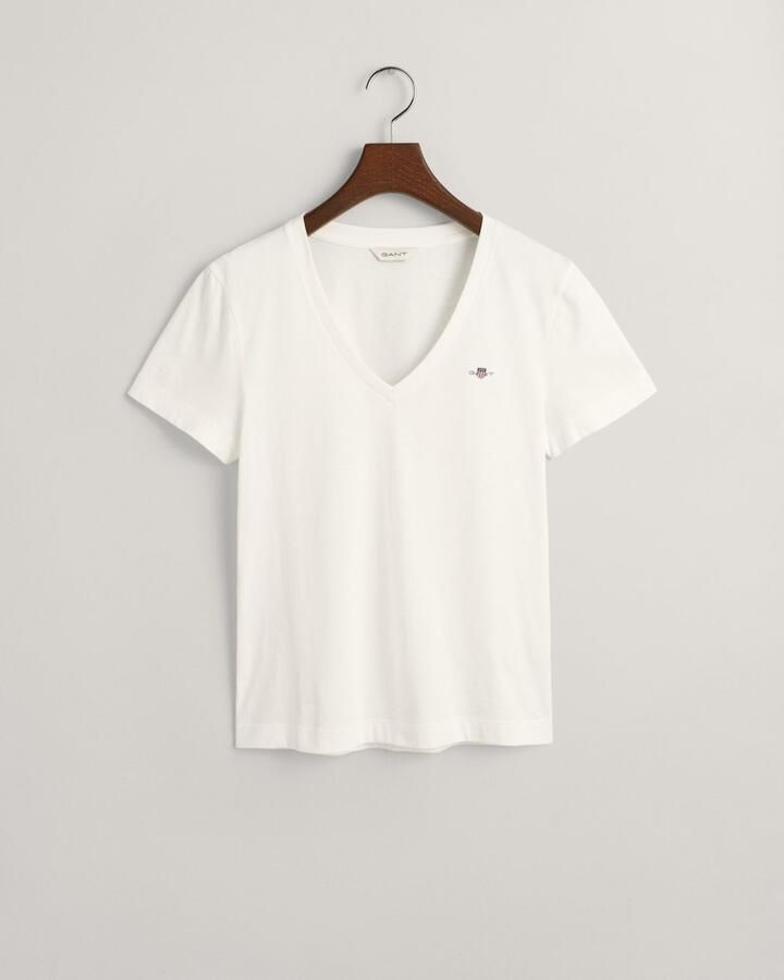 Gant T-shirt REG SHIELD KA V-NECK T-SHIRT met een klein geborduurd logo op de borst - Foto 9