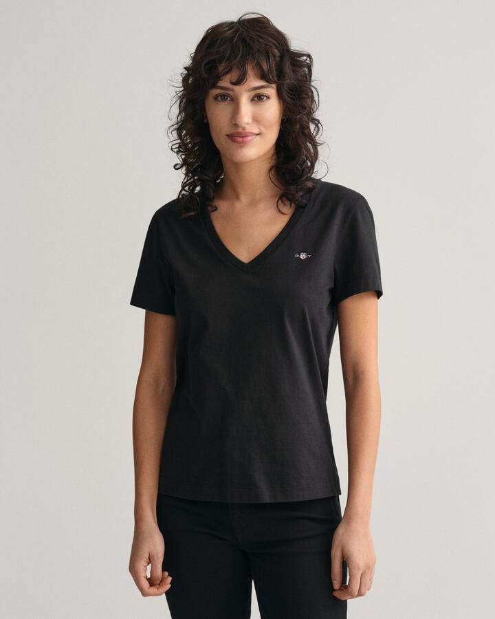 Gant T-shirt REG SHIELD KA V-NECK T-SHIRT met een klein geborduurd logo op de borst - Foto 12