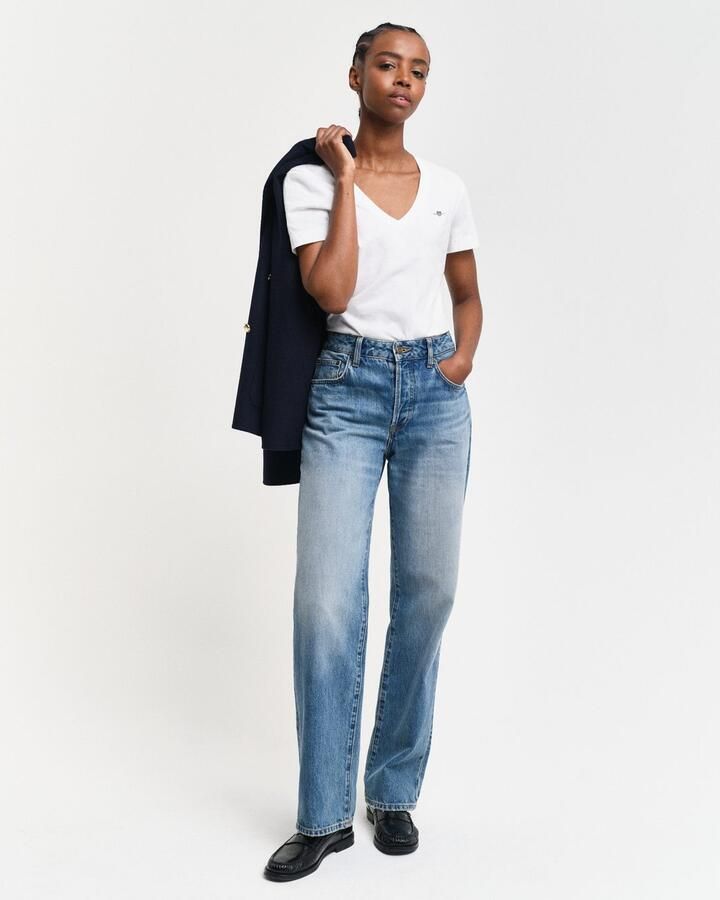 Gant T-shirt REG SHIELD KA V-NECK T-SHIRT met een klein geborduurd logo op de borst - Foto 14