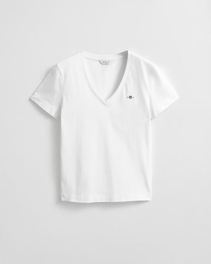 Gant T-shirt REG SHIELD KA V-NECK T-SHIRT met een klein geborduurd logo op de borst - Foto 18