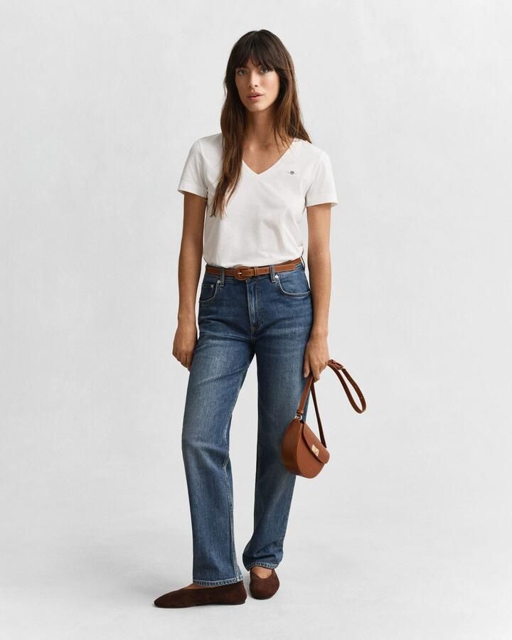 Gant T-shirt REG SHIELD KA V-NECK T-SHIRT met een klein geborduurd logo op de borst - Foto 20