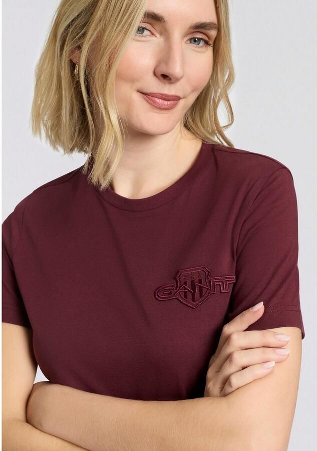 Gant T-shirt REG TONAL SHIELD SS T-SHIRT Ronde hals ton sur ton borduurwerk - Foto 3