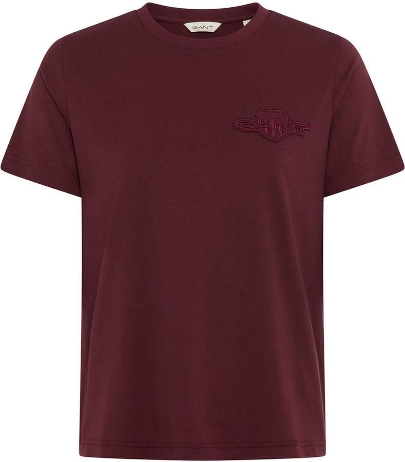 Gant T-shirt REG TONAL SHIELD SS T-SHIRT Ronde hals ton sur ton borduurwerk