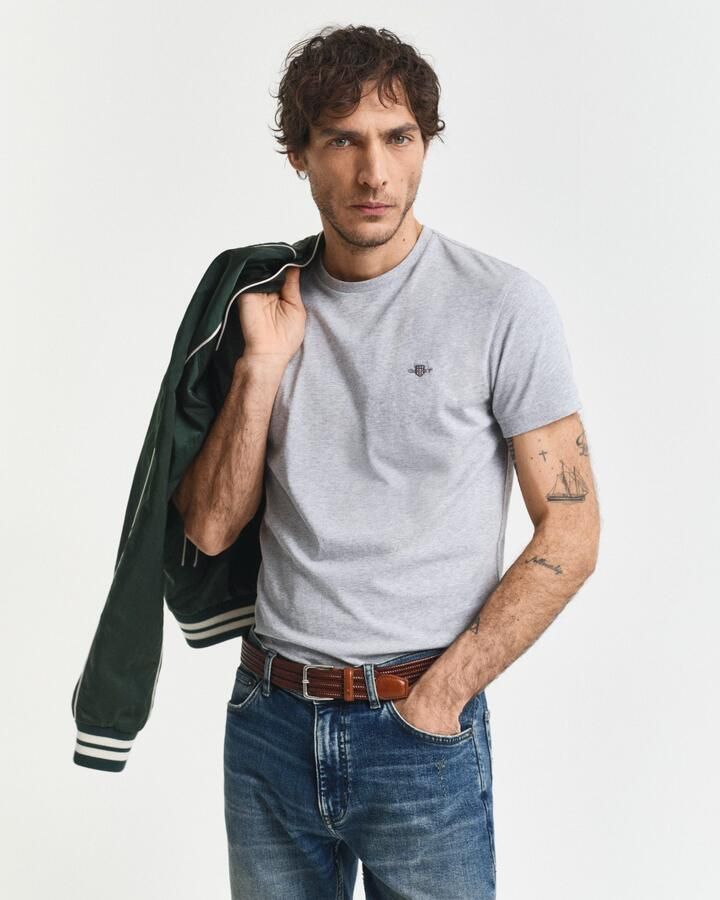 Gant T-shirt SLIM SHIELD SS T-SHIRT met logoborduursel op borsthoogte - Foto 5