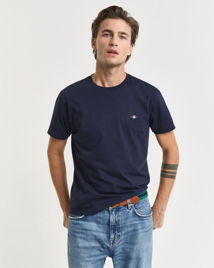 Gant T-shirt SLIM SHIELD SS T-SHIRT met logoborduursel op borsthoogte - Foto 4