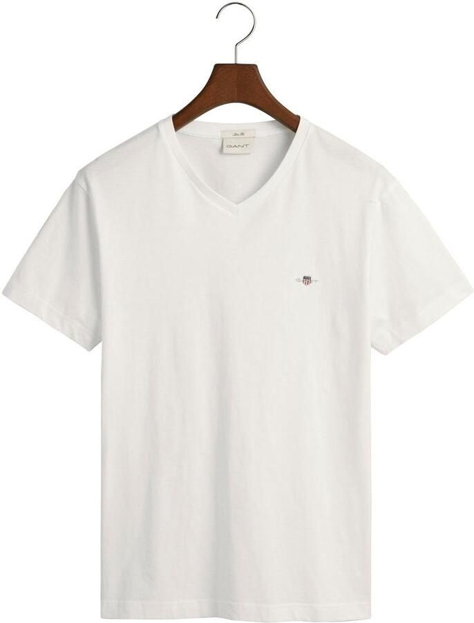 Gant T-shirt SLIM SHIELD V-NECK T-SHIRT met een klein geborduurd logo op de borst - Foto 12