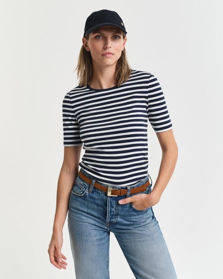 Gant T-shirt SLIM STRIPED 1X1 RIBBED KA T-SHIRT - Foto 10