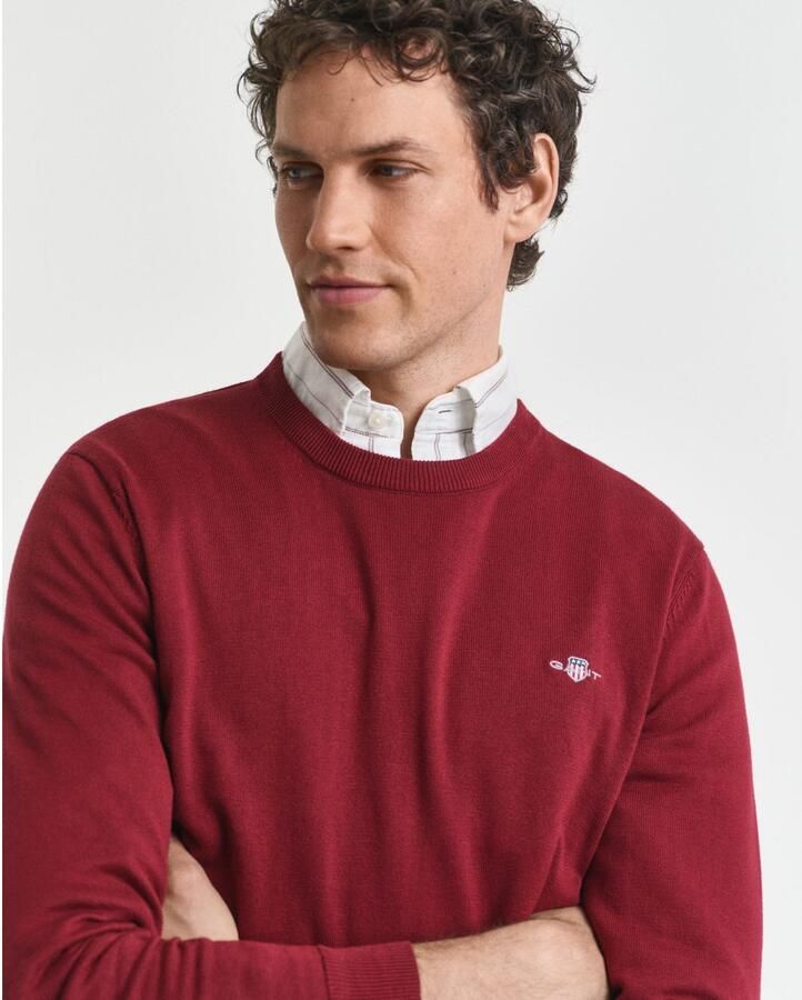Gant Trui met ronde hals CLASSIC COTTON C-NECK Premium gebreide trui van zacht 100% katoen overgangstrui