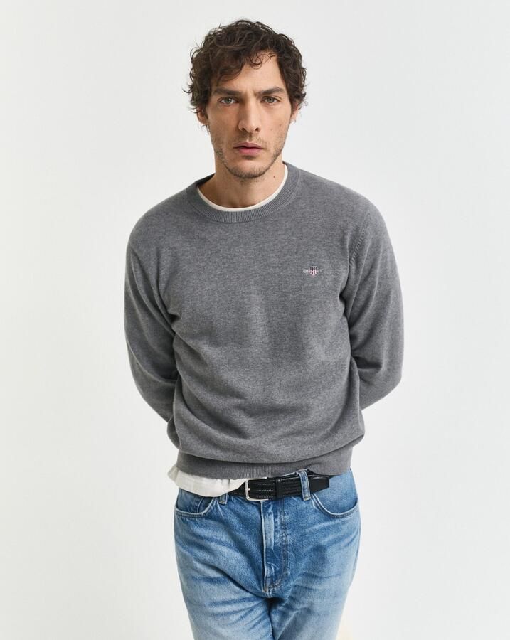 Gant Trui met ronde hals CLASSIC COTTON C-NECK Premium gebreide trui van zacht 100% katoen overgangstrui - Foto 7