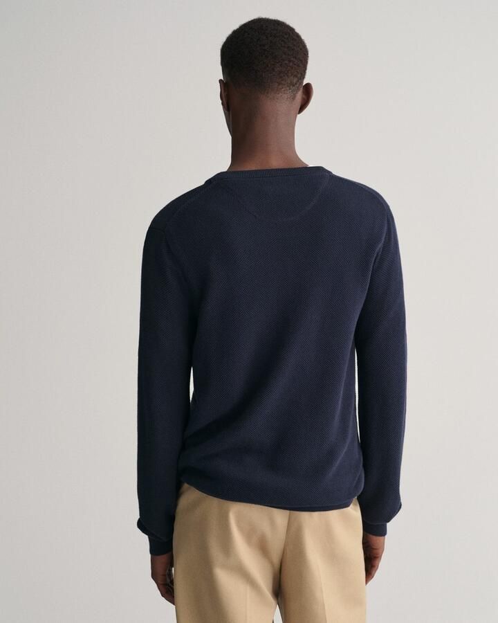 Gant Trui met ronde hals COTTON PIQUE C-NECK met logoborduursel op borsthoogte - Foto 6