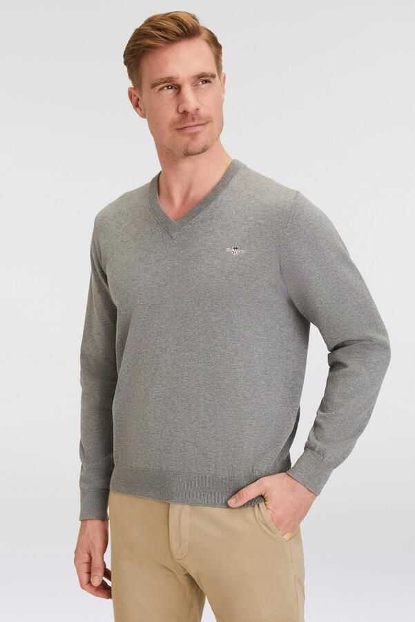 Gant Trui met V-hals CLASSIC COTTON V-NECK Premium gebreide jersey van zacht 100% katoen overgangstrui - Foto 20