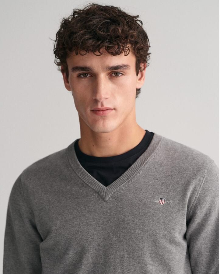 Gant Trui met V-hals CLASSIC COTTON V-NECK Premium gebreide jersey van zacht 100% katoen overgangstrui - Foto 3