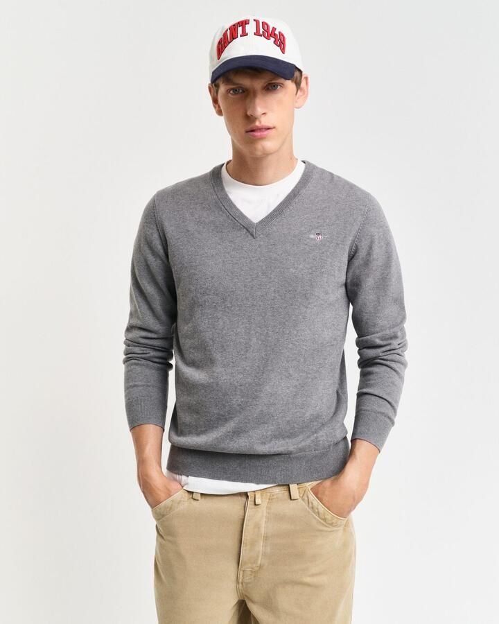 Gant Trui met V-hals CLASSIC COTTON V-NECK Premium gebreide jersey van zacht 100% katoen overgangstrui - Foto 11