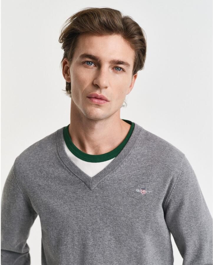 Gant Trui met V-hals CLASSIC COTTON V-NECK Premium gebreide jersey van zacht 100% katoen overgangstrui - Foto 5