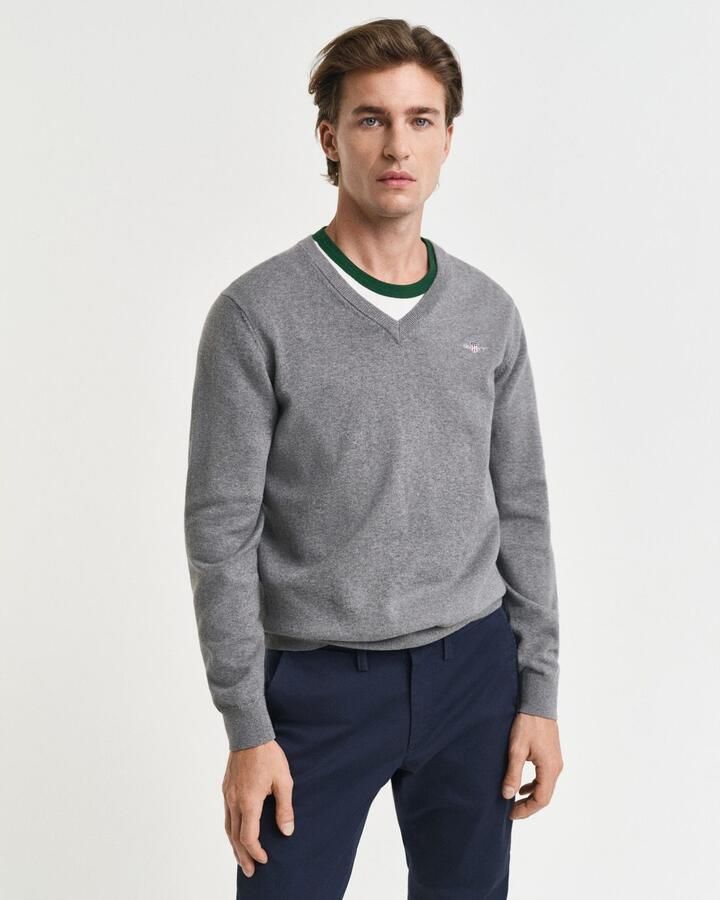 Gant Trui met V-hals CLASSIC COTTON V-NECK Premium gebreide jersey van zacht 100% katoen overgangstrui - Foto 14