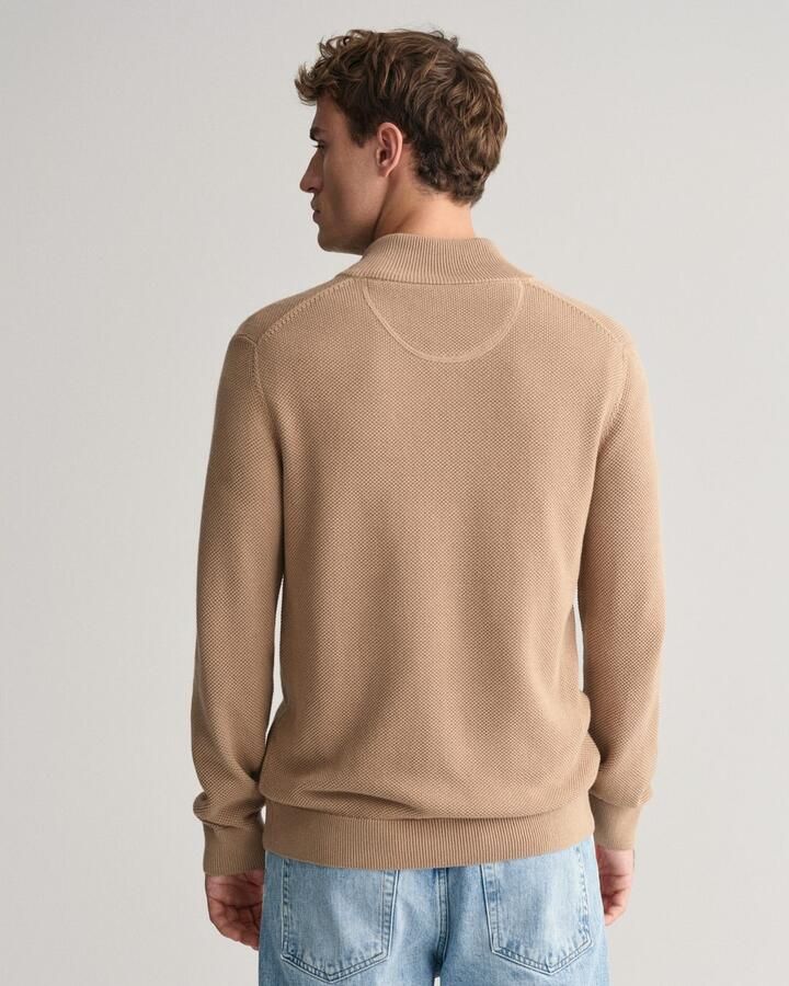 Gant Vest COTTON PIQUE ZIP CARDIGAN met logoborduursel op borsthoogte - Foto 2