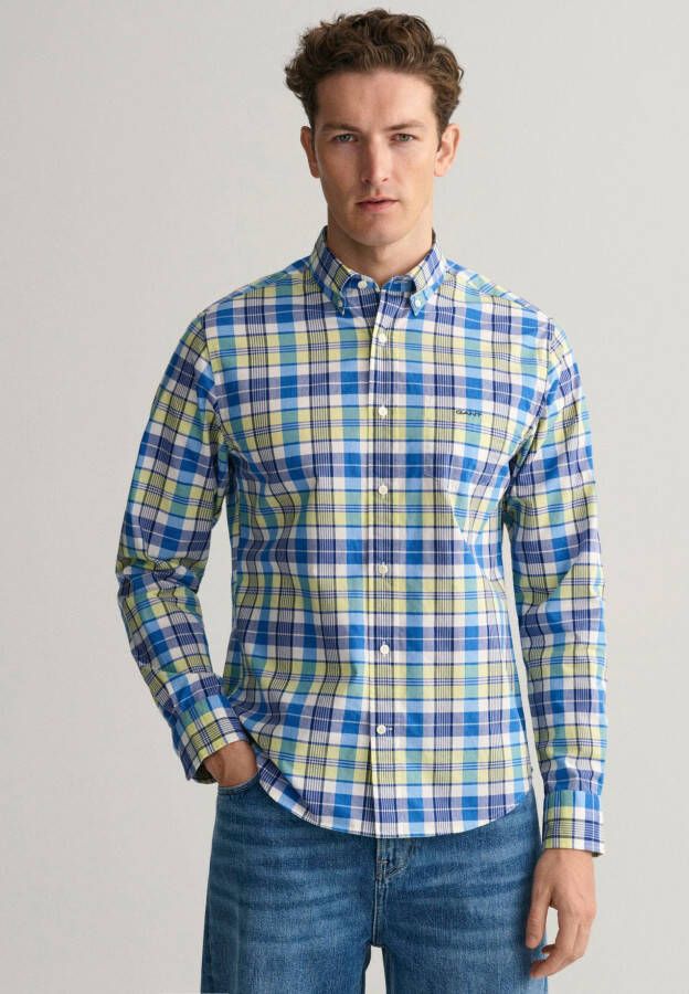 Gant Kleurrijk geruit overhemd met regular fit Blue Heren