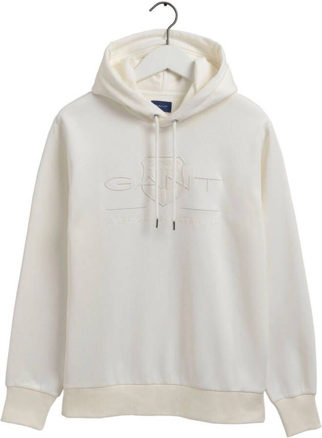 Gant Tonal Shield Hoodie Beige Heren