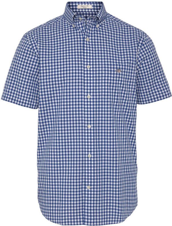Gant Overhemd met korte mouwen Regular Fit Gingham Poplin Overhemd slijtvast easy care geruit