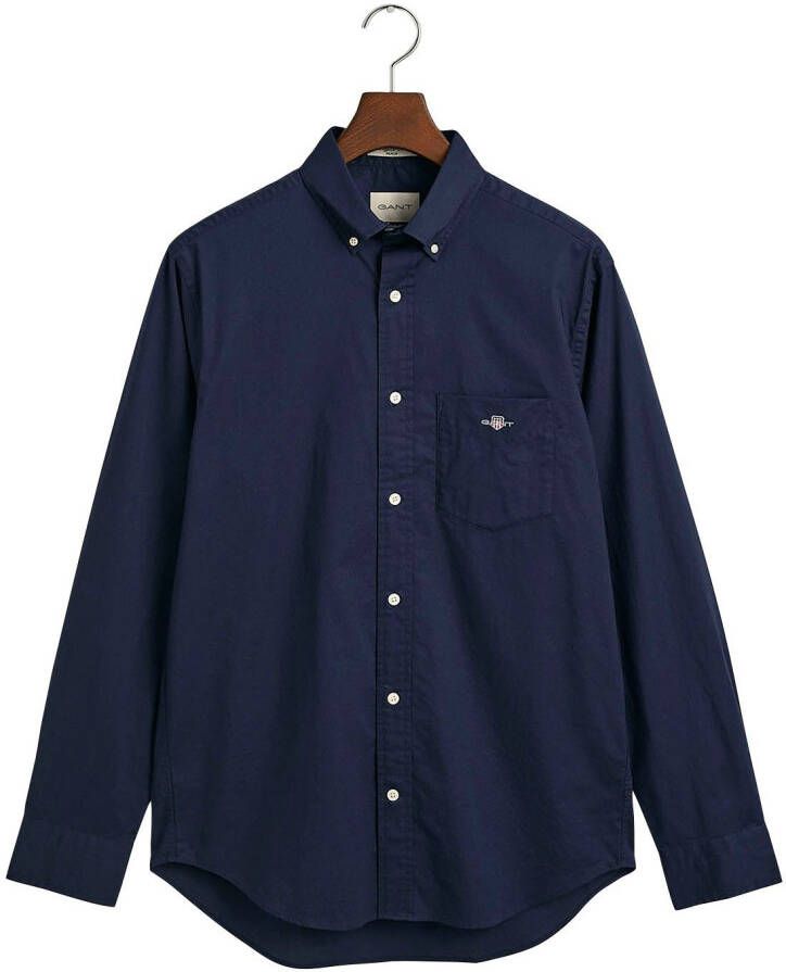 Gant Overhemd met lange mouwen Regular fit poplin overhemd licht slijtvast easy care