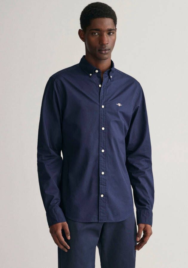 Gant Overhemd met lange mouwen Slim fit poplin overhemd licht slijtvast easy care